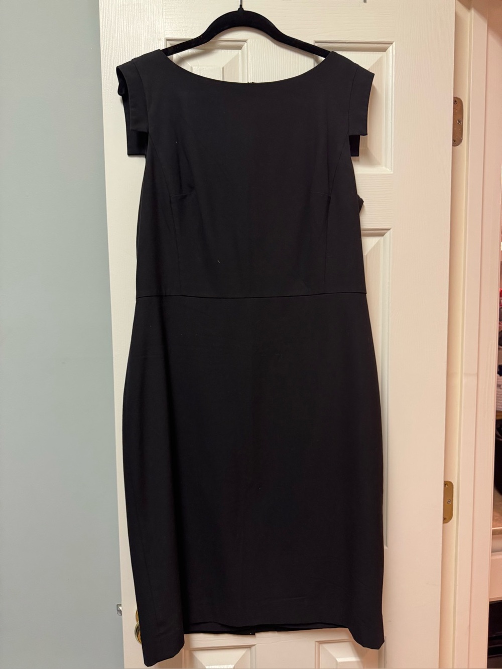 Ann Taylor Black Cap-Sleeve Midi Sheath Dress